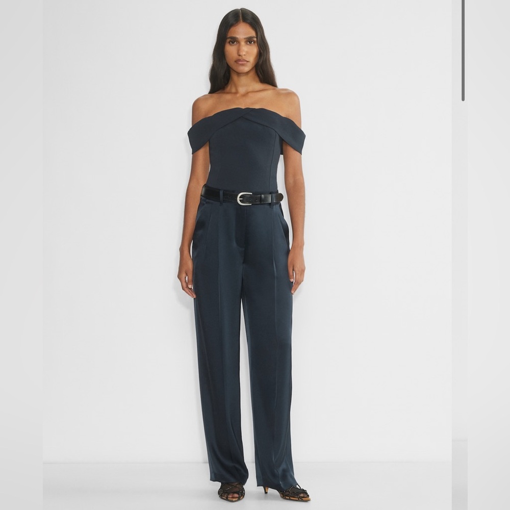 Aritzia Babaton Navy Satin Trousers